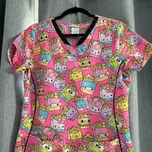 Hello Kitty French Fry Women's Scrub Top